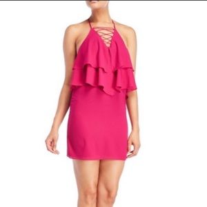 Magenta cross cross ruffle dress